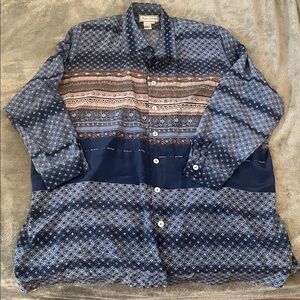 Vintage Diane Gilman Blue Floral Silk Shirt